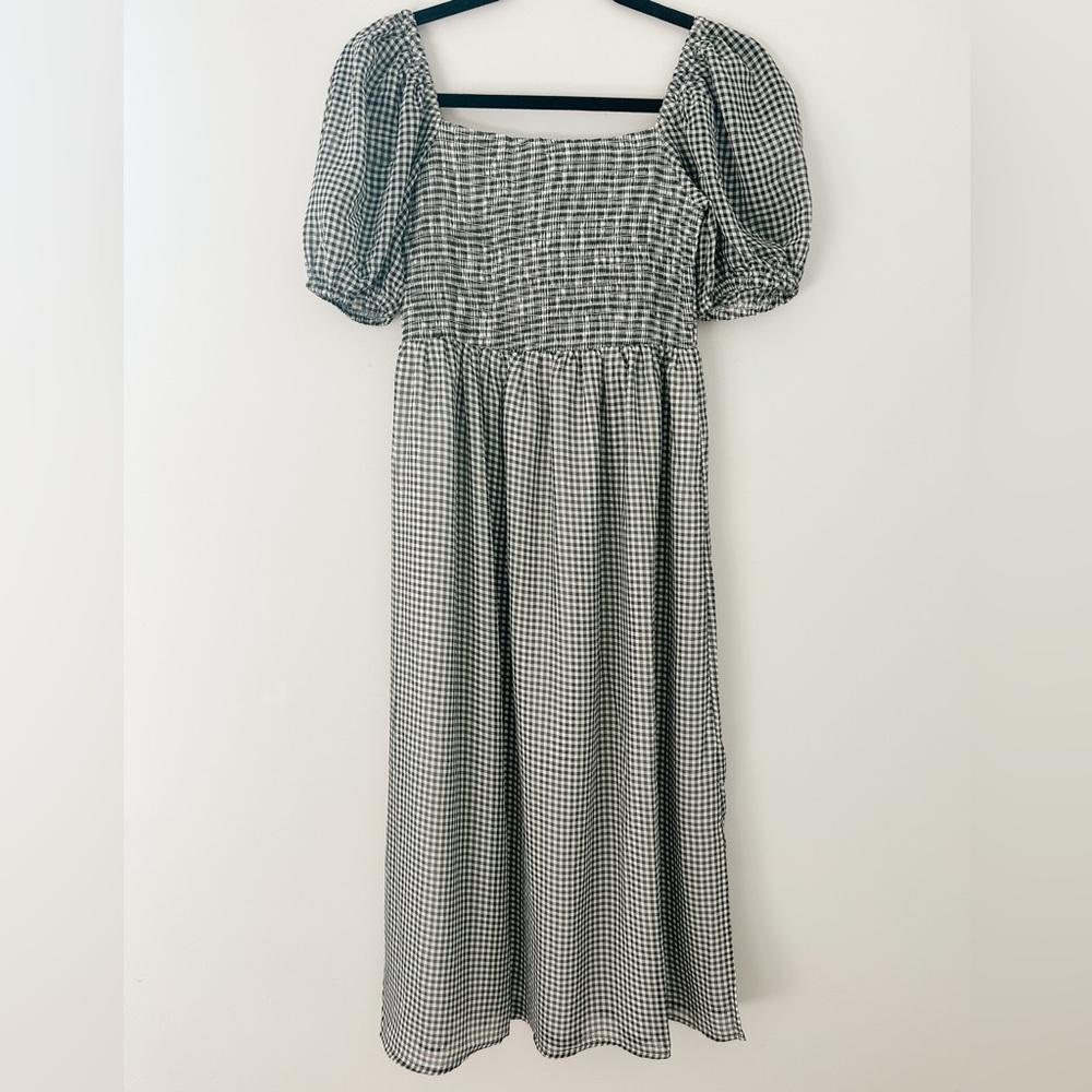 Gingham Puff Sleeve Dress